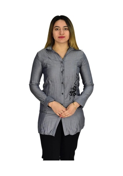 Kadın Gri Nakışlı Tunik Akr-1323 001