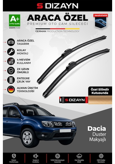 S-dizayn Dacia Duster Ön Cam Silecek Seti 2014-2018 Premium Araca Özel 60-45 Cm A+ Kalite
