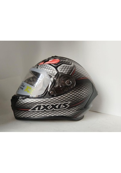 Kask Axxıs Draken - Full Face Siyah - Kırmızı - Beyaz