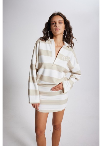 Holly Lolly Şardonlu 3 İplik Kumaş Logolu Fortune Sweatshirt Bej