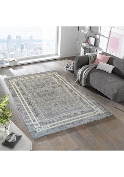 4216 Krem - Gri Akrilik Dokuma Halı Yumuşak Salon Oturma Odası Halısı