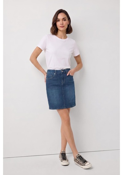 Blue White Kadın Slim Fit Jean Etek Açık Mavi