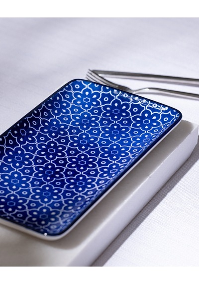 Reve Bleu Mais Dikdörtgen Tabak - 22 Cm - Mavi/beyaz 8684427225332 Çok Renkli