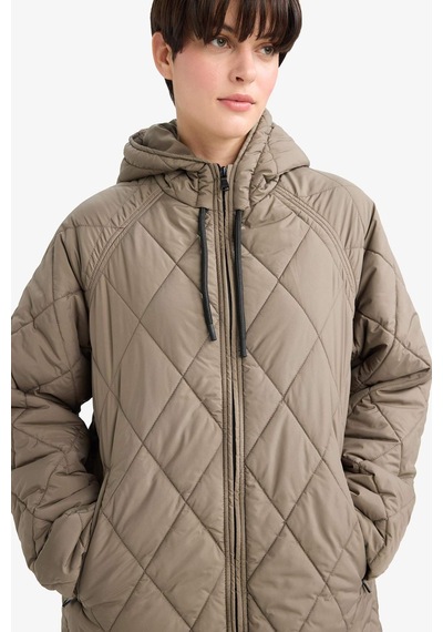 Defacto Regular Fit Kapüşonlu Kapitoneli Fermuarlı Parka F2882ax25wnkh402 Haki-kh402