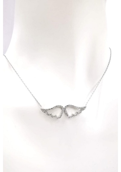 Omar Silver Kadın Melek Kanadı Model Zirkon Taşlı Gümüş Kolye Omr