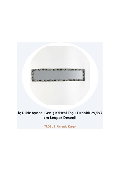 Trobus İç Dikiz Aynası Geniş Kristal Taşlı Tırnaklı 29,5x7 Cm Leopar Desenli