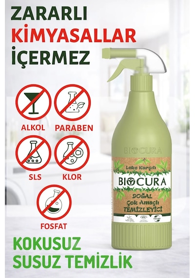 Biocura Doğal Sertifikalı Leke Çıkarıcı Bitkisel İçerikli Çok Amaçlı Temizleyici 1 L