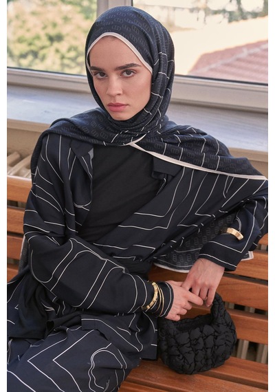 Carell Shine Monogram Floş Şal Siyah Çok Renkli