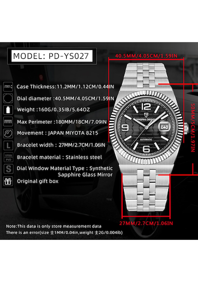 Pagani Design Pd-ys027 40 Mm 100 M Su Geçirmez Japon Otomatik Mekanik Saat Safir Kristal Işık Paslanmaz Çelik Saat Siyah Diğer Pagani Design Pd-ys027 40 Mm 100 M Su Geçirmez Japon Otomatik Mekanik Saat Safir Kristal Işık Paslanmaz Çelik Saat Siyah Diğer