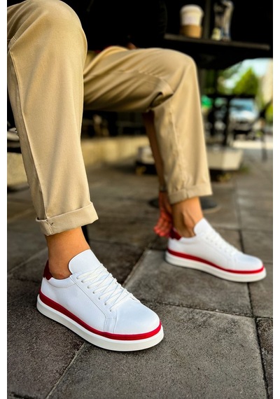 Aymood Mn979 - Santoni Gbt Spor Erkek Ayakkabı Beyaz/kırmızı