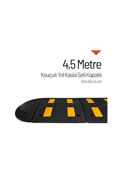 Reflektifli Kauçuk Hız Kesici 4 Bantlı - 4,5 Metre Set-4085