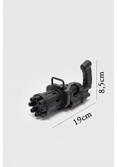 3 Parça Pilli 8 Delikli 19cm Köpük Makinası Ve 2x10ml Baloncuk Sıvılı Eğlenceli Çocuk Oyun Seti Siyah