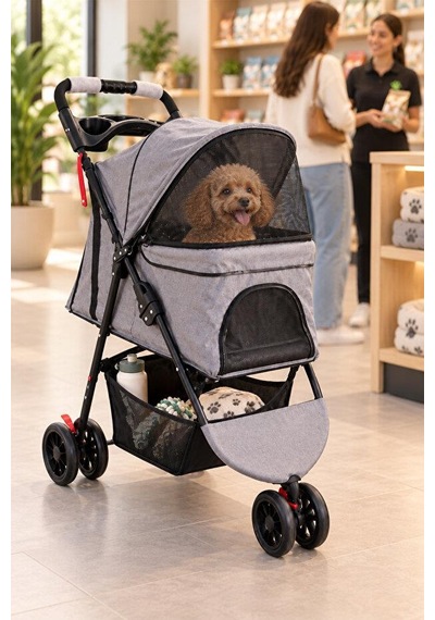 Tiny Kiwipets Kppc-10866 Evcil Hayvan Arabası 15 Kg Taşıma Kapasitesi Katlanabilir Frenli