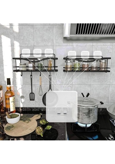 20li Güçlü Kendinden Yapışkanlı Kancalar Köşe Rafı Banyo Rafı Duş Rafı Kancası, Su Geçirmez Askı Met Diğer