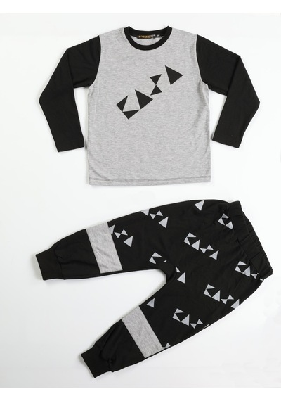 Casabony Casa Black Baggy Pantolon + T-Shirt Takım-Gri - Siyah