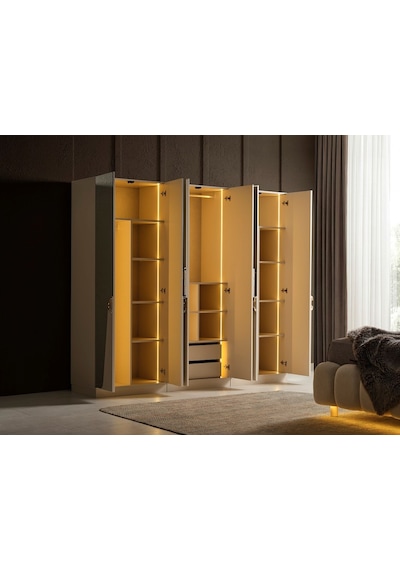 Potenza Mdf 2+2+2 6 Kapılı Dolap Bej