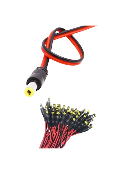 2.1 Erkek Led Birleştirme Kablosu 15cm Adaptör Jack Fişi Ve Kamera Kablosu 5 Adet