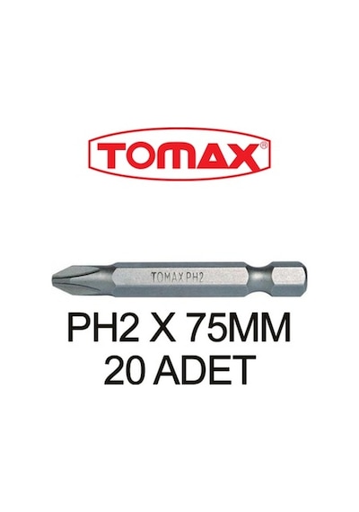 Tomax Ph2x75 MM Yıldız Bits Uç 20 Adet Tomax Ph2x75 MM Yıldız Bits Uç 20 Adet