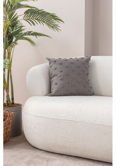 Swita Home Dekoratif Puantiye Keten Kumaşlı Kırlent Kılıfı 43x43 Gri