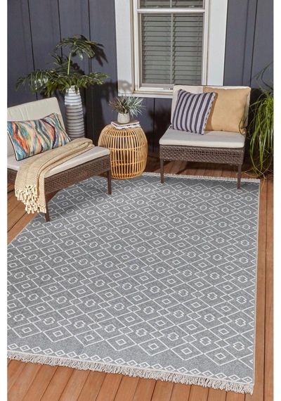 Arya Vl Çift Taraflı,katlanabilir,yıkanabilir,yüksek Kalite Pamuk Salon,oturma Odası,balkon Kilim Krem-gri 3