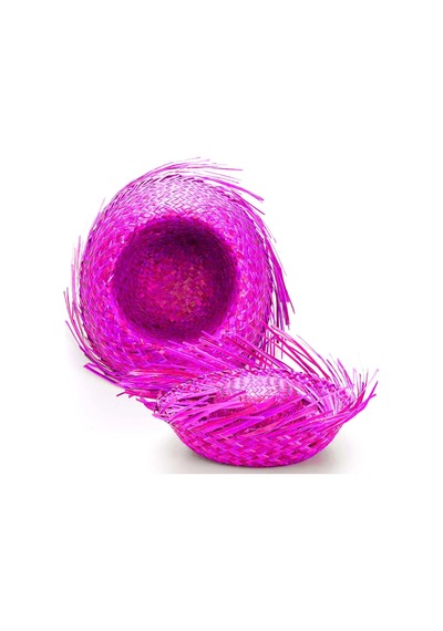 Eco Port Tropikal Parti Pembe Fuşya Hasır Hawaii Şapkası 13x36 Cm Çok Renkli