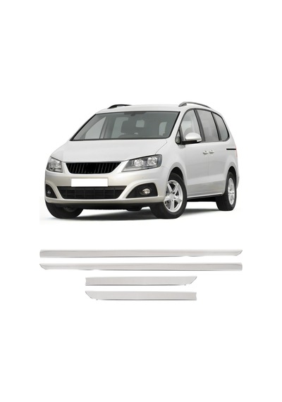 Seat Alhambra Mk2 Uyumlu 2010-2020 Krom Yan Kapı Çıtası 4 Parça Paslanmaz Çelik