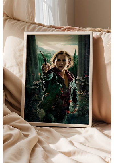 Hermione Granger Özel Tasarım Çerçeveli Tablo - Lüks Harry Potter Savaş Posteri Modern Duvar Dekoru Beyaz
