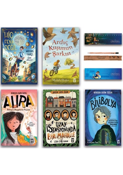 İlk Genç Timaş Hiç Fena Değil - Ardıç Kuşunun Şarkısı - Aura - Bilibolya Uzay İstasyonunda Bir Mahalle Set 5 Kitap