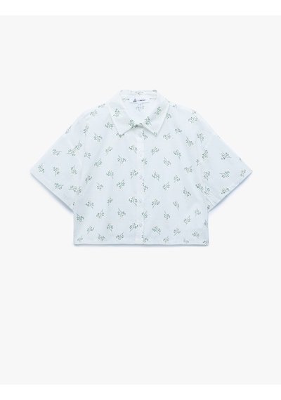 Koton Kısa Kollu Düğmeli Klasik Yaka Çiçekli Crop Gömlek Beyaz Desenli 5sal60012ıw Beyaz Desenli Koton Kısa Kollu Düğmeli Klasik Yaka Çiçekli Crop Gömlek Beyaz Desenli 5sal60012ıw Beyaz Desenli