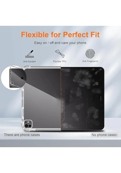 İpad Air 13 İle Uyumlu 2025 M3 Kılıf Tablet Nitro Anti Shock Silikon Tamamen Şeffaf Görünümlü Kapak İpad Air 13 İle Uyumlu Tablet Kılıf Şeffaf Renk