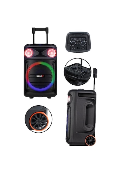 Midex Mxr-1300 Mikrofonlu Şarjlı Portatif Taşınabilir Ses Sistemi Hoparlör Akülü 15 İnç 1300 Watt