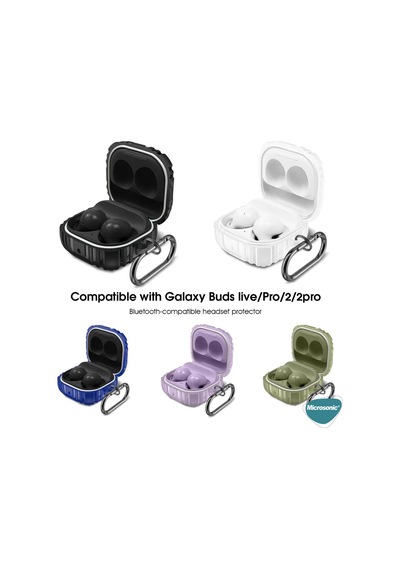 Microsonic Samsung Uyumlu Galaxy Buds Live Kılıf Military Darbe Emici + Askılık Lacivert