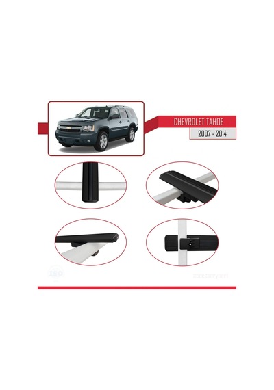 Chevrolet Tahoe 2007-2014 Arası İle Uyumlu Basic Model Ara Atkı Tavan Barı Siyah 3 Adet