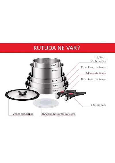 Tefal Ingenio Emotion 2x Titanyum 10 Parça Tava Seti - Paslanmaz