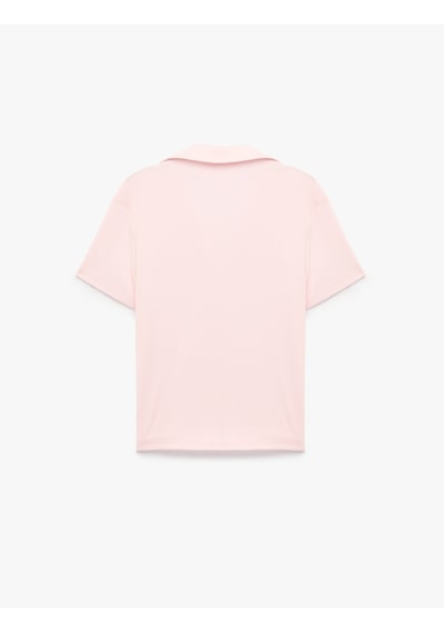 Koton Modal Karışımlı Regular Fit Cep Detaylı Kısa Kollu Polo Yaka Tişört Pembe 7wal10205ık Gül