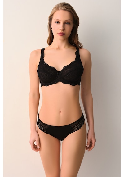 Suwen Lace Deluxe Desteksiz Balenli Sütyen Sw4056012 Siyah