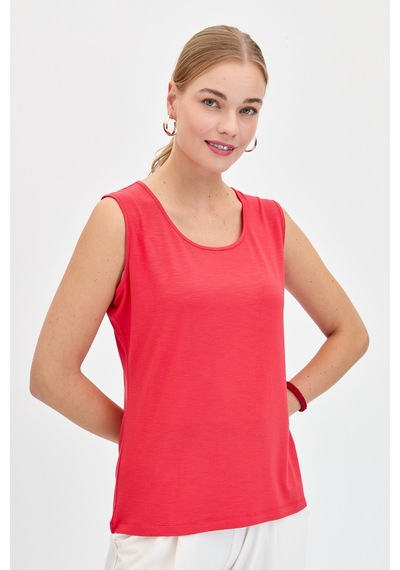 Kadın Sıfır Yaka Flamlı Kumaş Basic Askılı Tshirt Mercan MERCAN Kadın Sıfır Yaka Flamlı Kumaş Basic Askılı Tshirt Mercan MERCAN