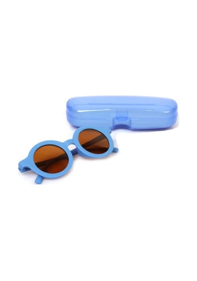 Cg Kids Mavi Oval Çerceveli Unisex Güneş Gözlüğü / Gözlük Kutusu Dahil