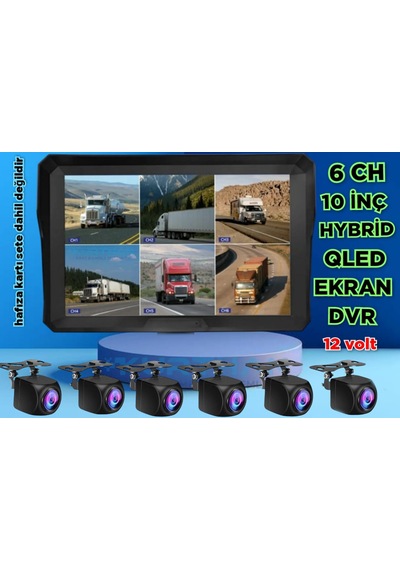 Qled 10'' Dvr Monitör 6 Adet 170 Derece Balık Gözü Kamera 12v