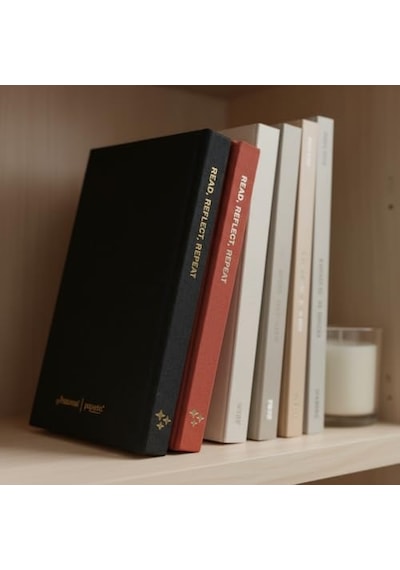 Fark Tanıtım Okuma Günlüğü A5 Sert Kapa Klı Reading Journal, 100 Kitap İncelemesi, Günlük Okuma Takibi Siyah Açık Gri