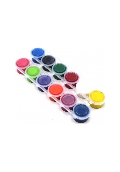 Parmak Boyası 12 Renk X 20 Ml. Birleşik Pot Karışık Çok Renkli