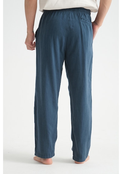 Redline Luxe Erkek Baggy Keten Karışımı Rahat Pantolon Bol Paça Yeni Sezon Lacivert