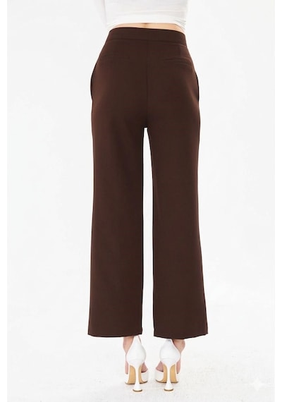 Sortie Collection Yüksek Bel Bol Paça Pantolon Kahverengi