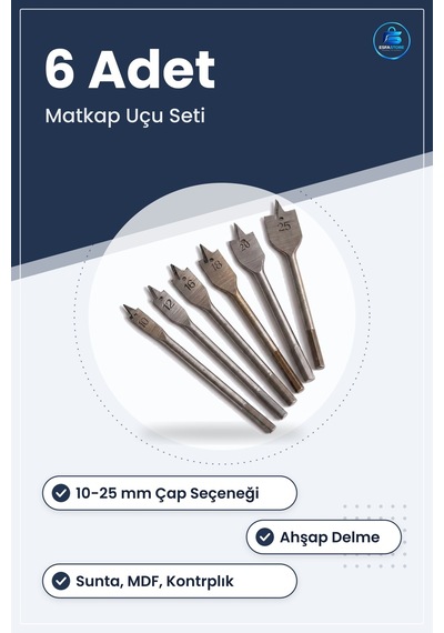 Ahşap Delme Yaprak Matkap Ucu Seti Metal Marangozluk Mobilya Mont