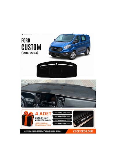 Ford Transit Custom 2016-2024 Uyumlu Torpido Örtüsü, Torpido Kılıfı - Siyah