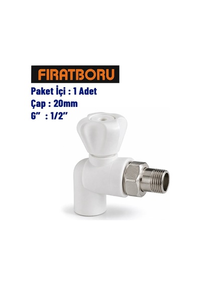 Fırat Pp Köşe Radyatör Vana 20mm, 1/2'', 1 Adet, 7b91020127