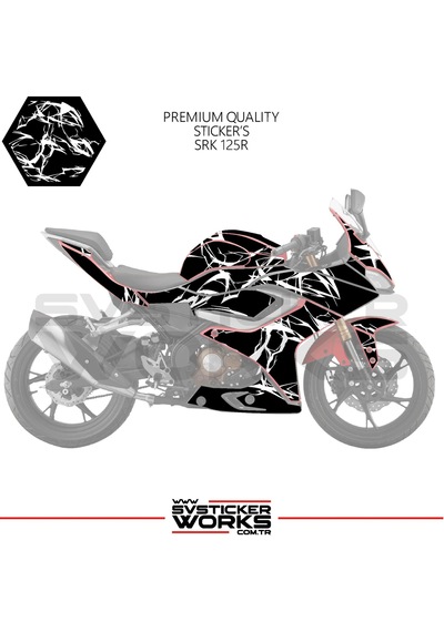Rks Srk 125r Kaplama Sticker Şimşek Yıldırım Motor Kaplama Modeli Hazır Kit Beyaz