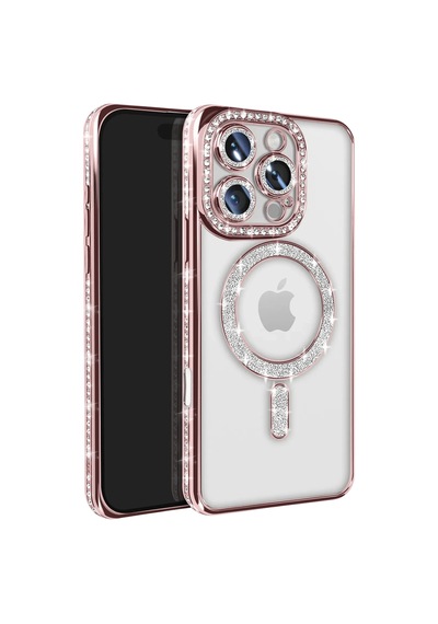 Newface - 753 - Apple iPhone Uyumlu 16 Pro Max Kılıf Joke Simli Magneticsafe Kılıf - Ece-umay - - Pembe