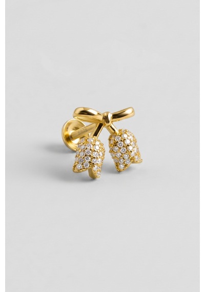 Rose 18 Ayar Sarı Altın Kaplama Gümüş Flat-lobe Piercing