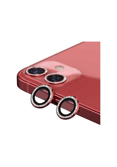 Nettech Apple Uyumlu iPhone 11 Pro Diamond Taşlı Model Kamera Cam Koruyucu - Kırmızı